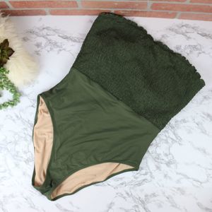 J Crew Olive Smocked Swimsuit 14